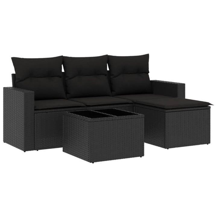 sofasæt til haven 5 dele med hynder polyrattan sort