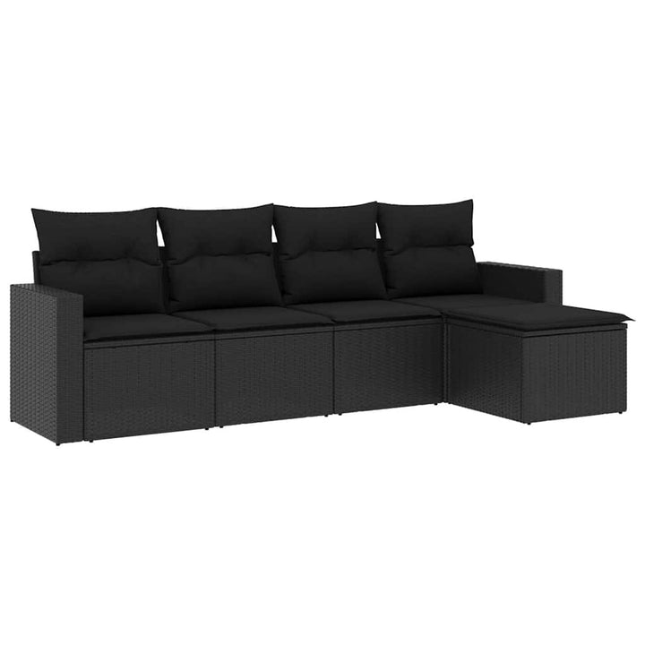 sofasæt til haven 5 dele med hynder polyrattan sort