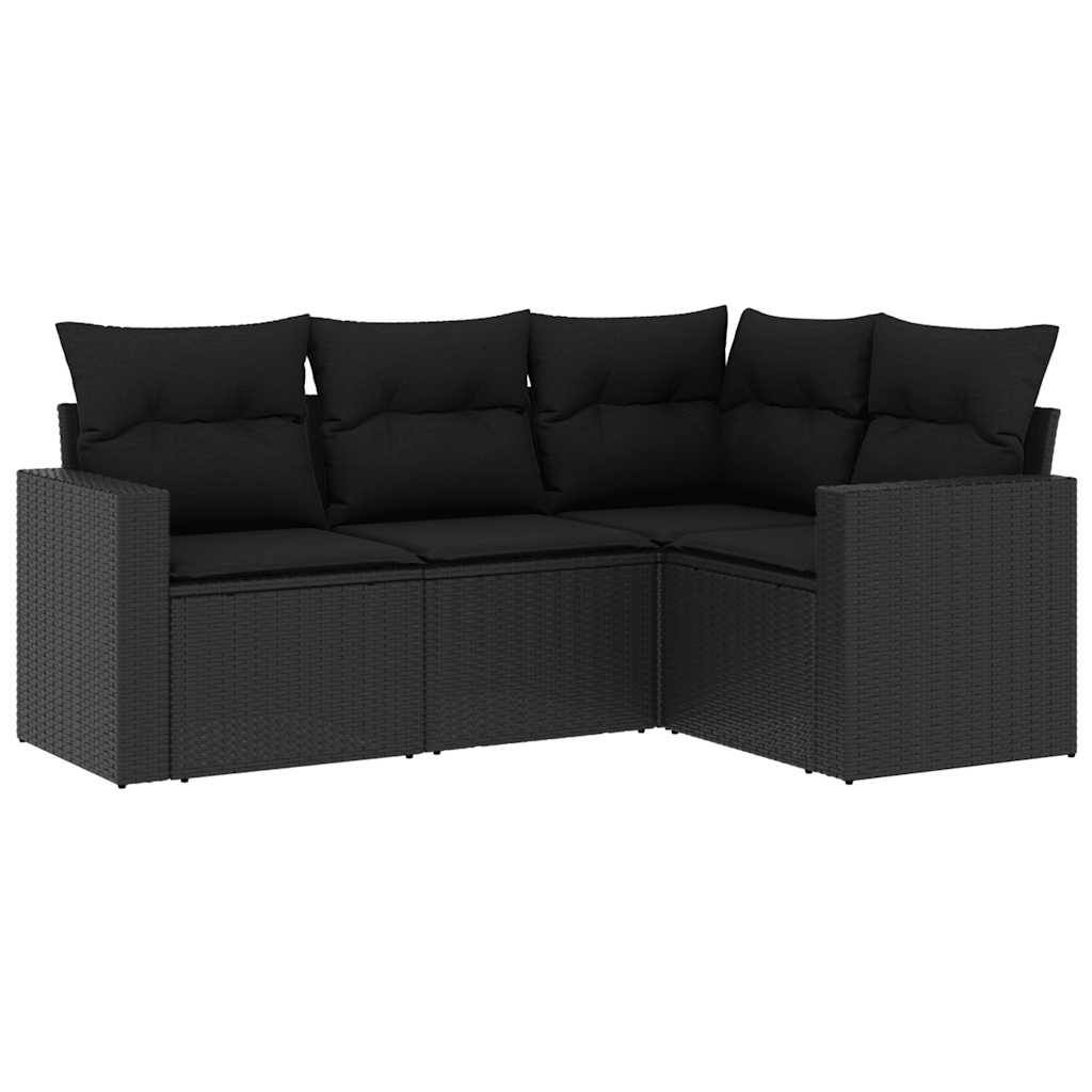 sofasæt til haven 4 dele med hynder polyrattan sort