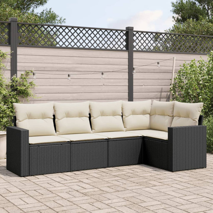 sofasæt til haven 5 dele med hynder polyrattan sort