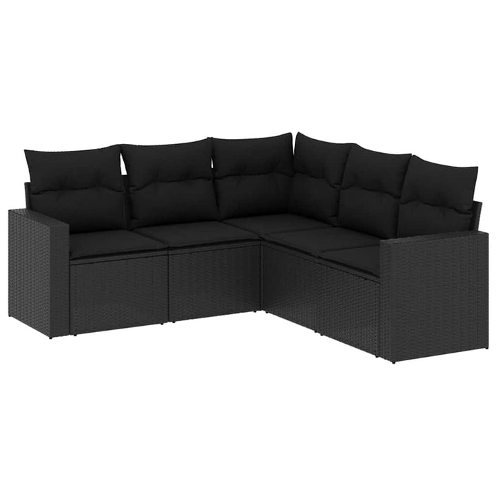 sofasæt til haven 5 dele med hynder polyrattan sort
