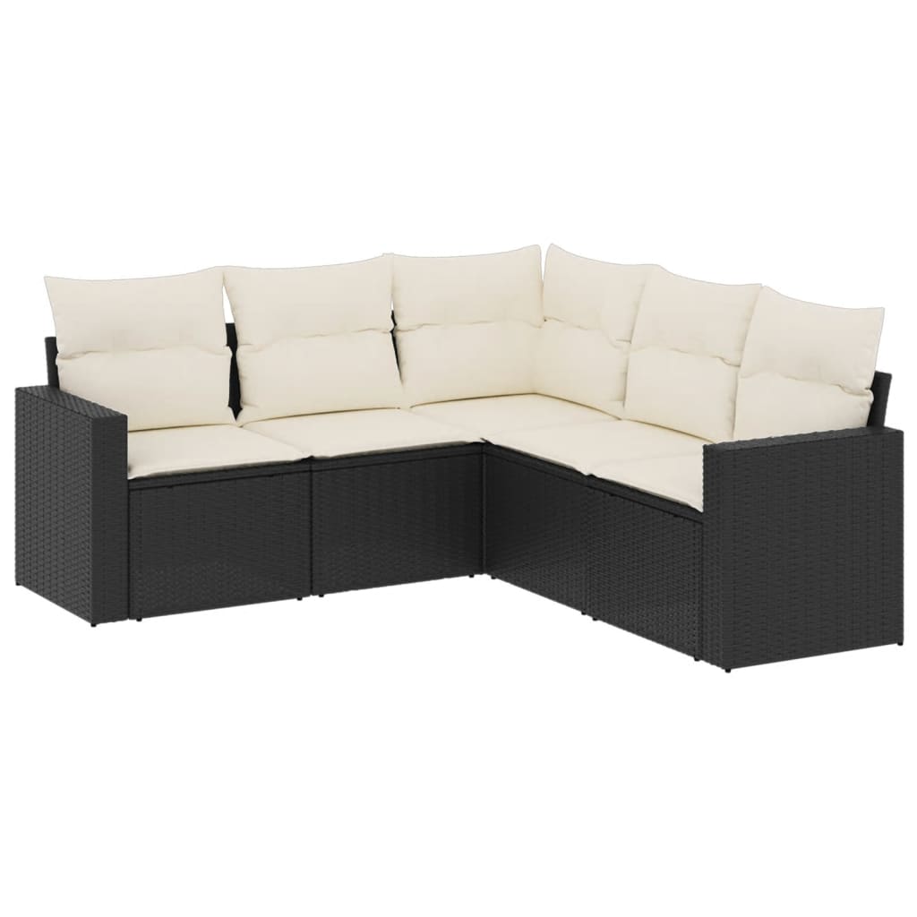 sofasæt til haven 5 dele med hynder polyrattan sort