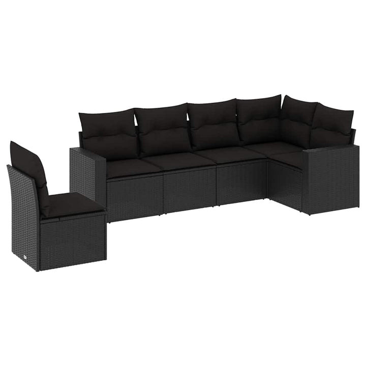 sofasæt til haven 6 dele med hynder polyrattan sort