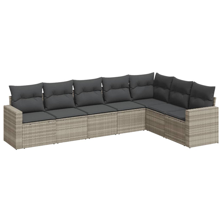 sofasæt til haven 7 dele med hynder polyrattan lysegrå
