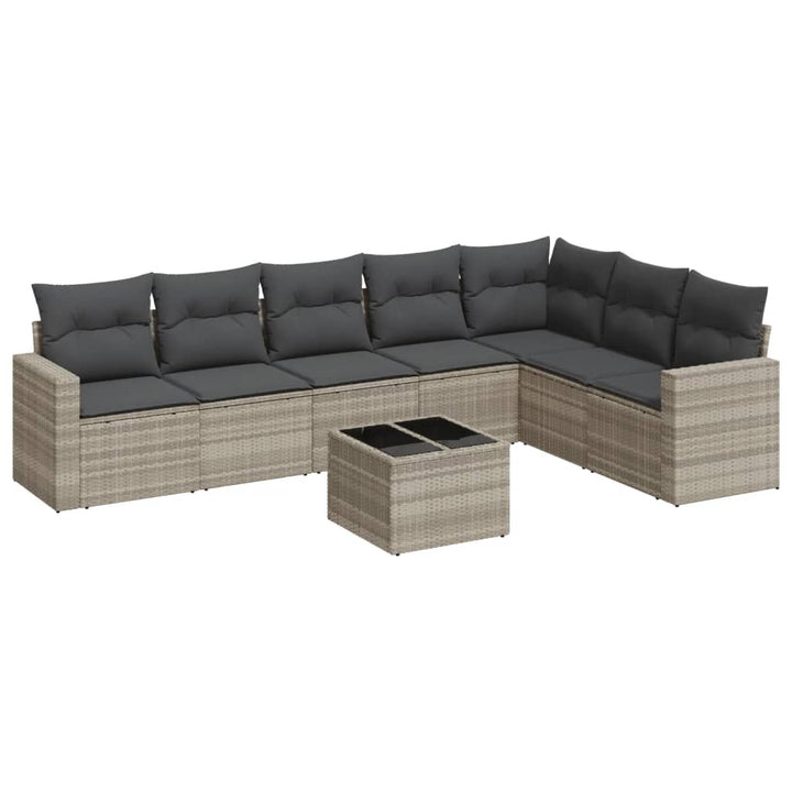 sofasæt til haven 8 dele med hynder polyrattan lysegrå