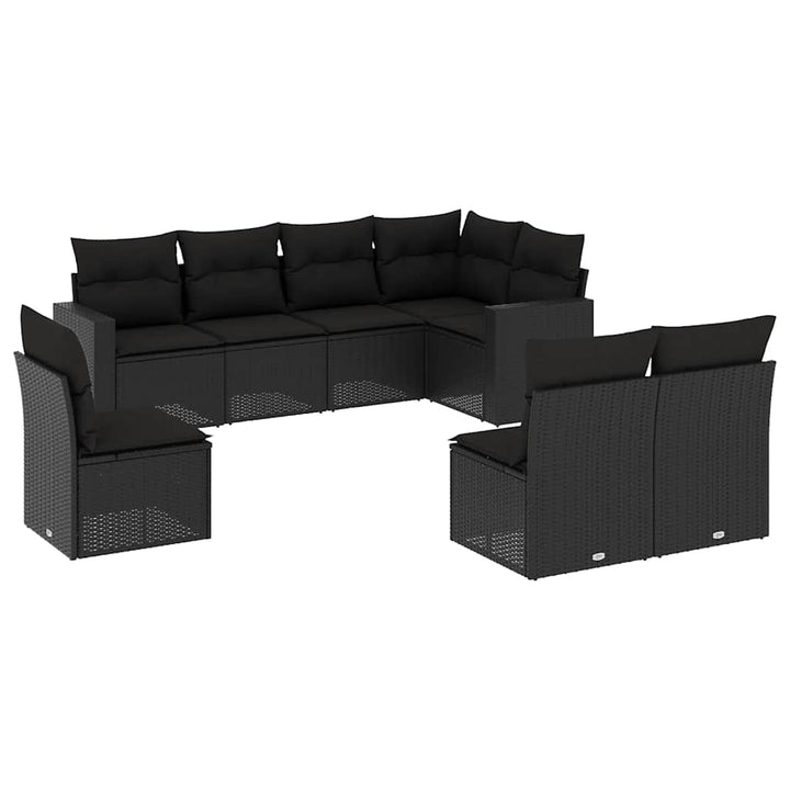 sofasæt til haven 8 dele med hynder polyrattan sort