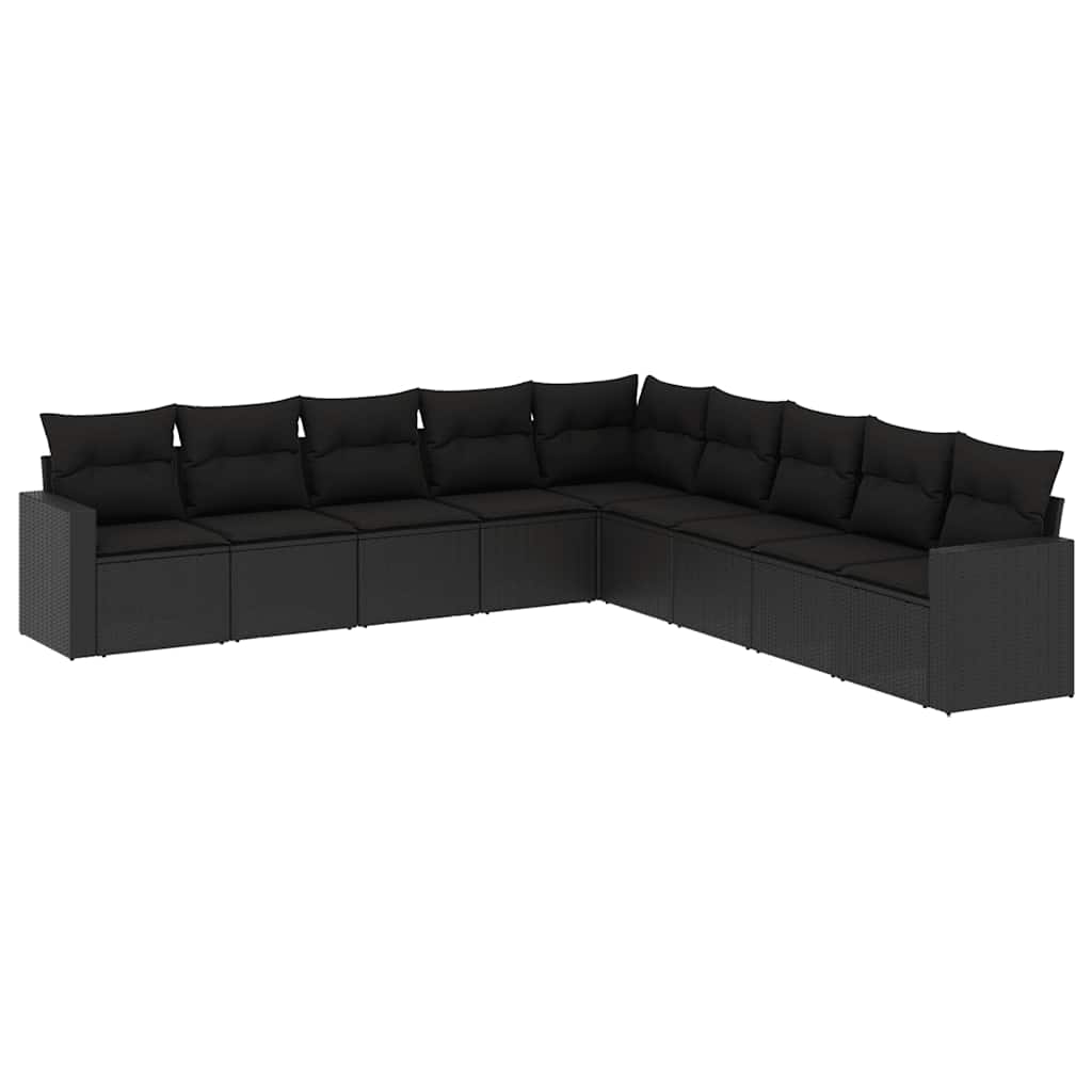 sofasæt til haven 9 dele med hynder polyrattan sort
