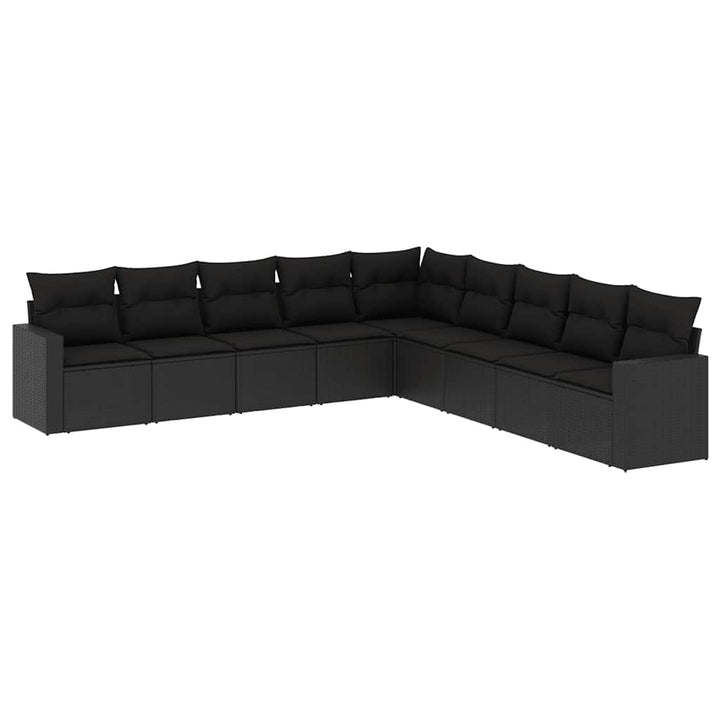 sofasæt til haven 9 dele med hynder polyrattan sort