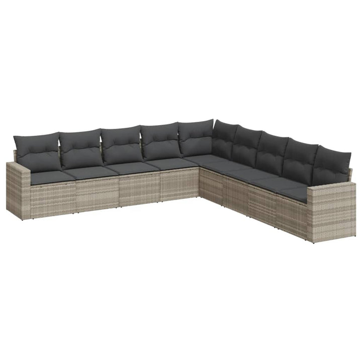 sofasæt til haven 9 dele med hynder polyrattan lysegrå