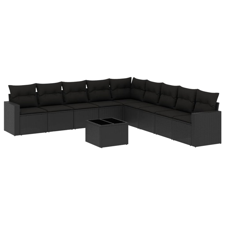 sofasæt til haven 10 dele med hynder polyrattan sort