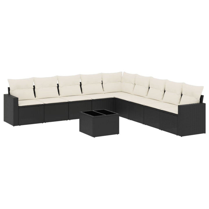 sofasæt til haven 10 dele med hynder polyrattan sort