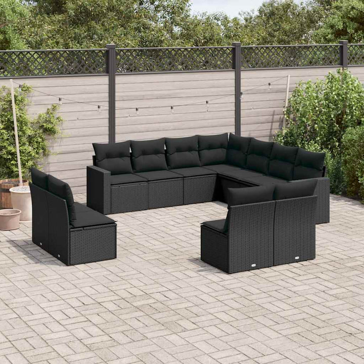sofasæt til haven 11 dele med hynder polyrattan sort