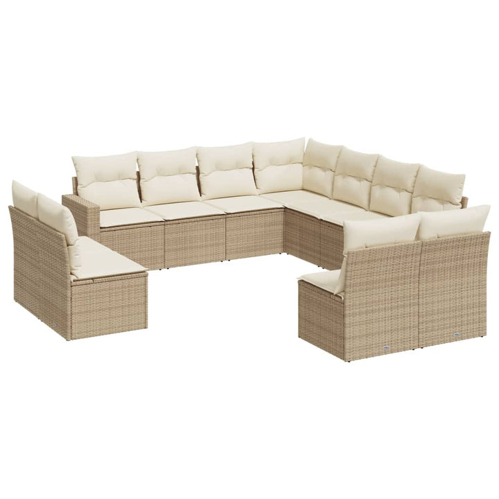 sofasæt til haven 11 dele med hynder polyrattan beige