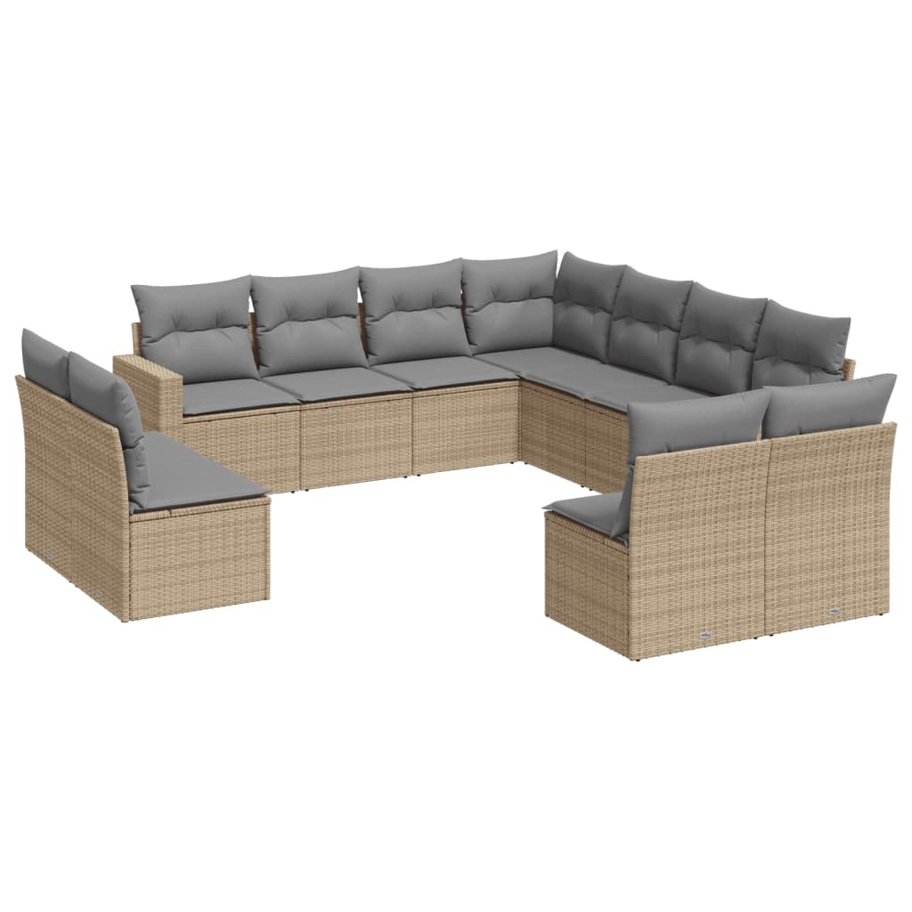 sofasæt til haven 11 dele med hynder polyrattan beige