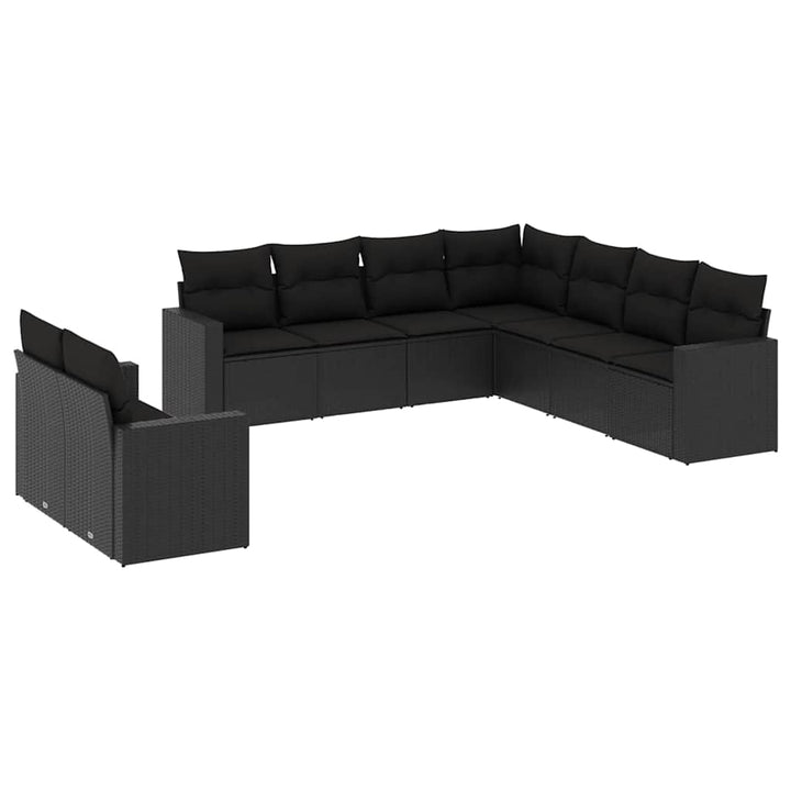 sofasæt til haven 9 dele med hynder polyrattan sort