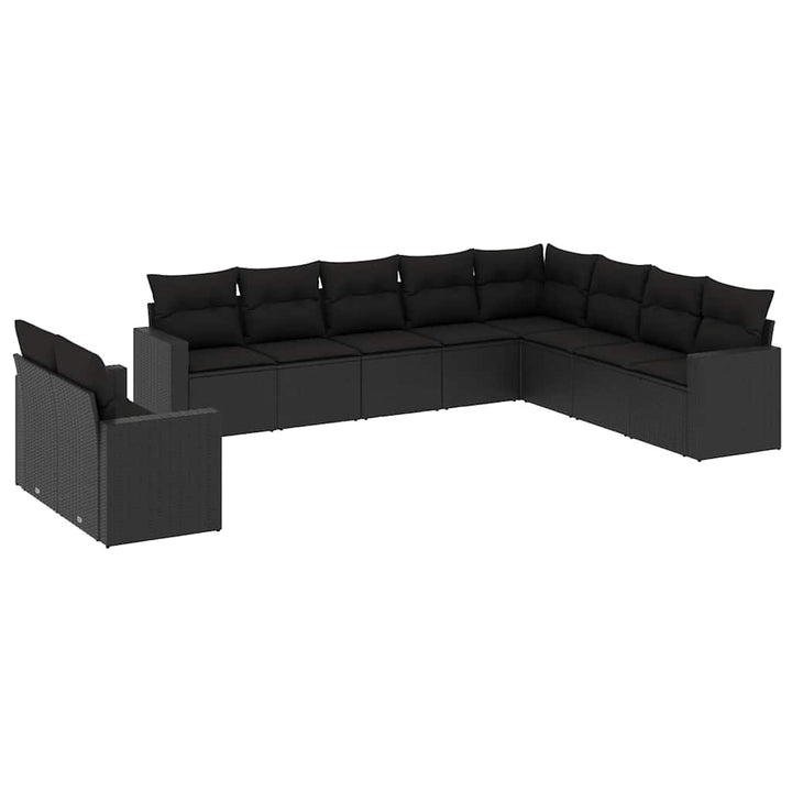 sofasæt til haven 10 dele med hynder polyrattan sort