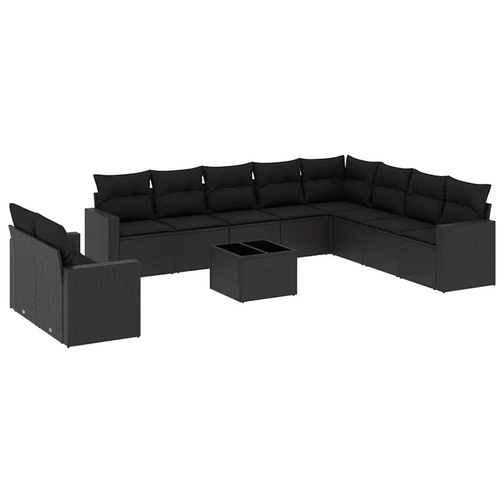 sofasæt til haven 11 dele med hynder polyrattan sort