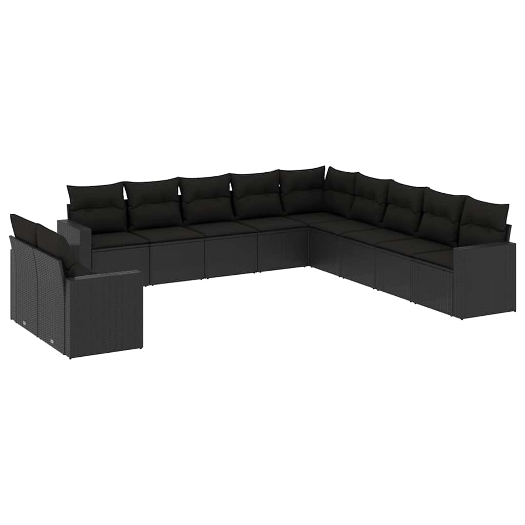 sofasæt til haven 11 dele med hynder polyrattan sort