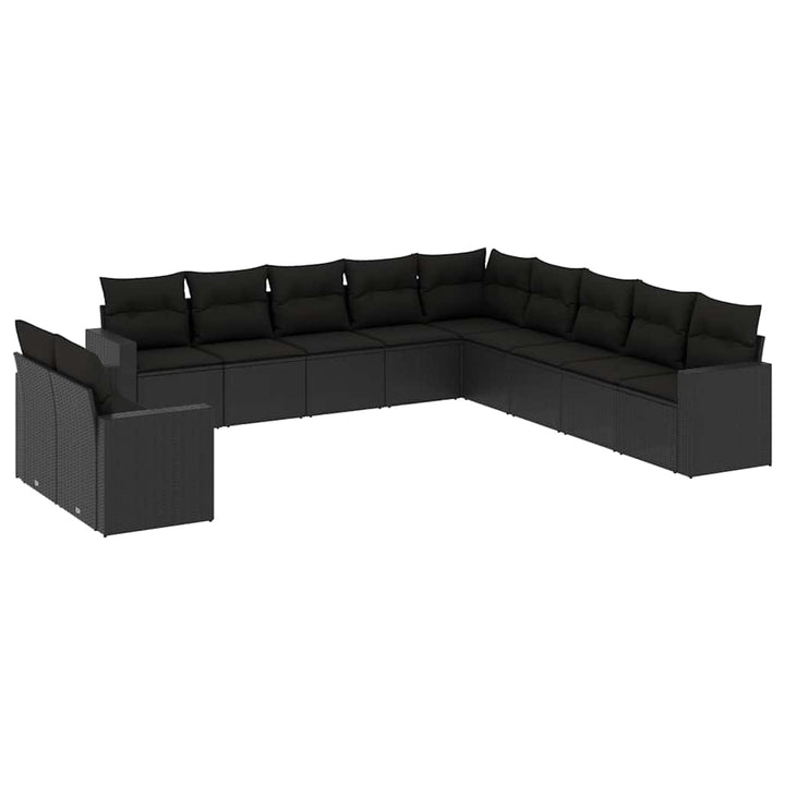 sofasæt til haven 11 dele med hynder polyrattan sort