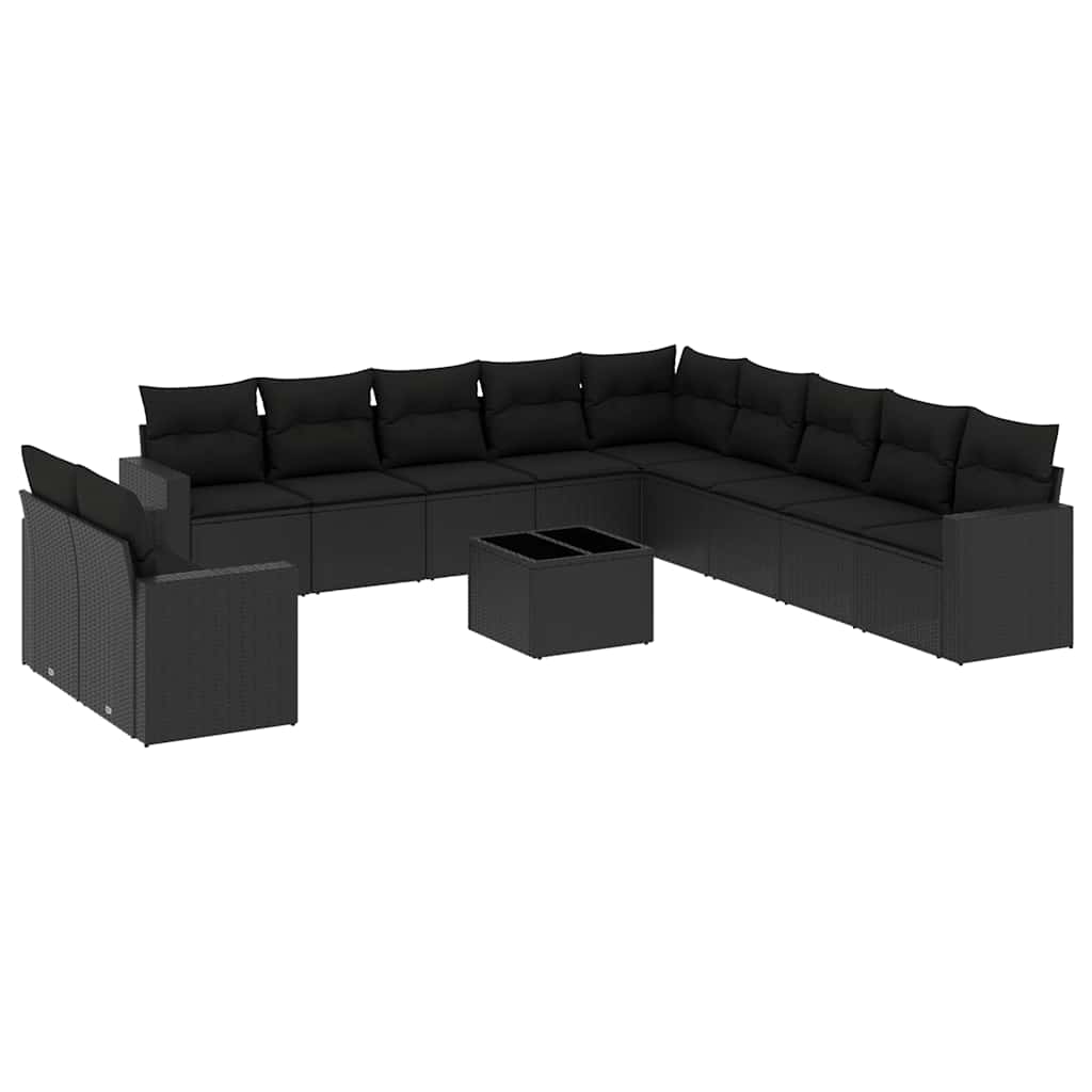 sofasæt til haven 12 dele med hynder polyrattan sort