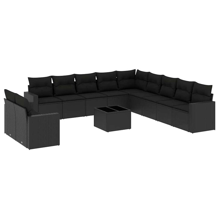 sofasæt til haven 12 dele med hynder polyrattan sort
