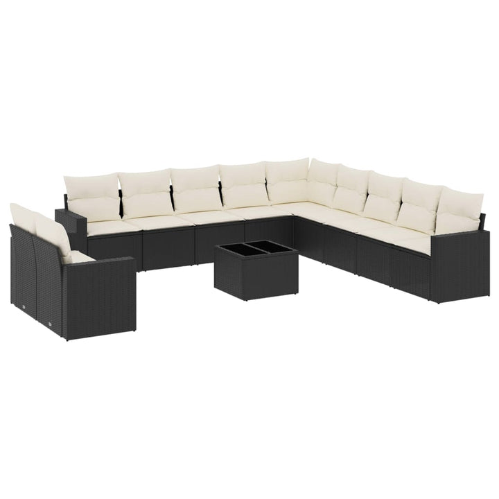 sofasæt til haven 12 dele med hynder polyrattan sort