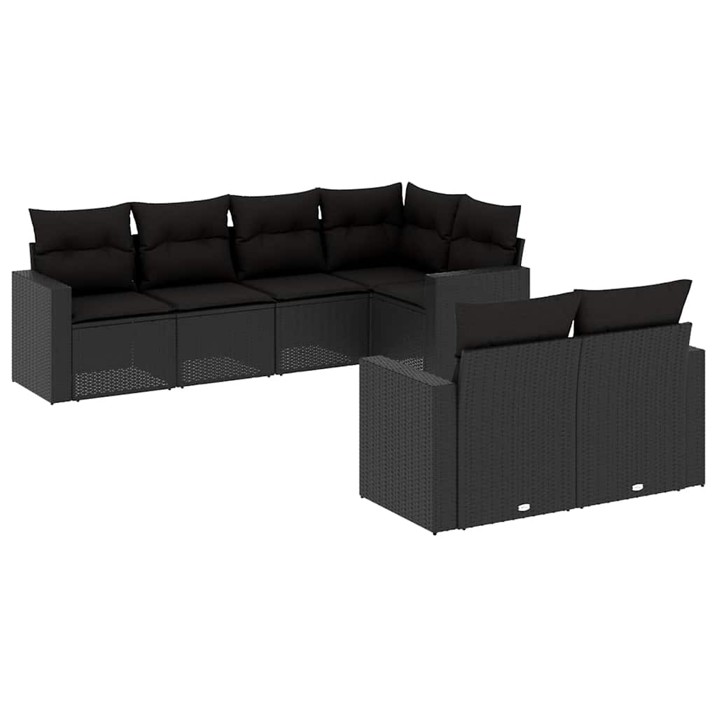 sofasæt til haven 7 dele med hynder polyrattan sort