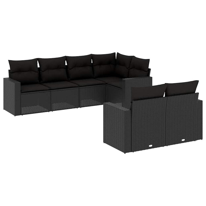 sofasæt til haven 7 dele med hynder polyrattan sort