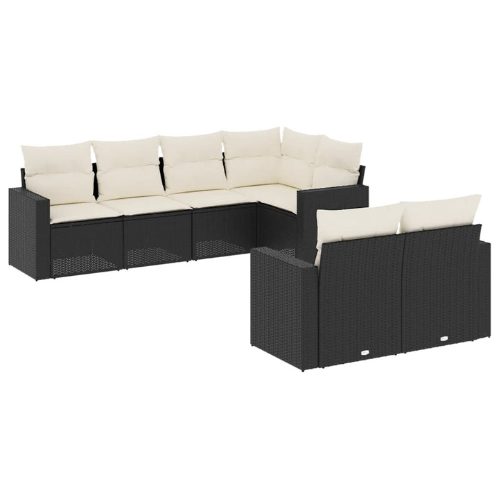 sofasæt til haven 7 dele med hynder polyrattan sort