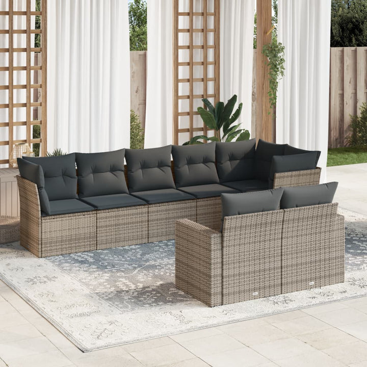 sofasæt til haven 8 dele med hynder polyrattan grå