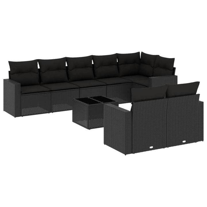 sofasæt til haven 9 dele med hynder polyrattan sort