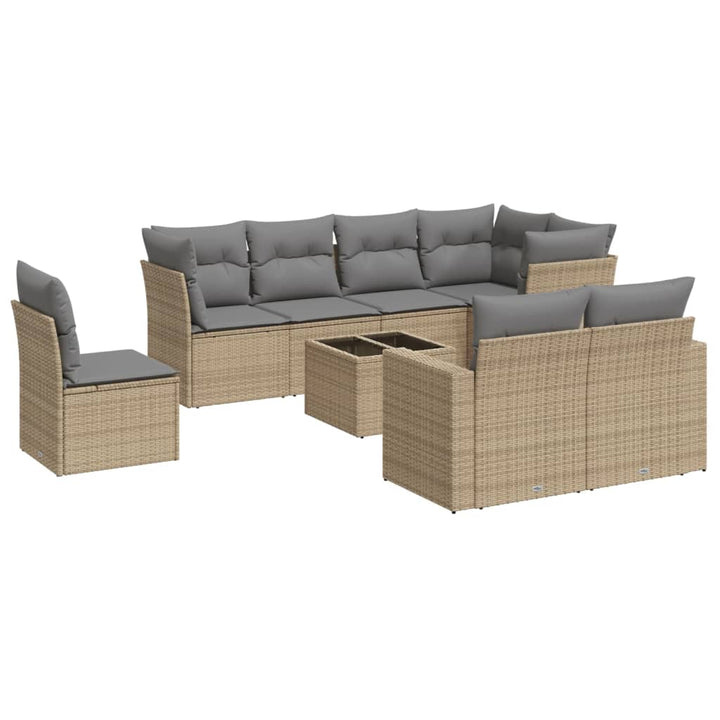 sofasæt til haven 9 dele med hynder polyrattan beige