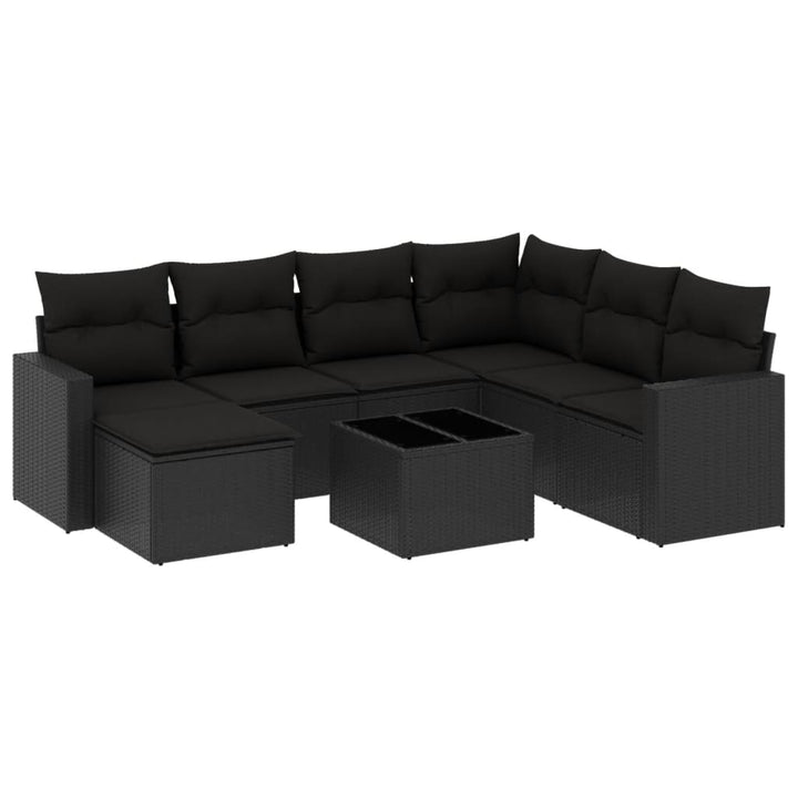 sofasæt til haven 8 dele med hynder polyrattan sort