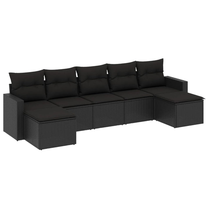 sofasæt til haven 7 dele med hynder polyrattan sort