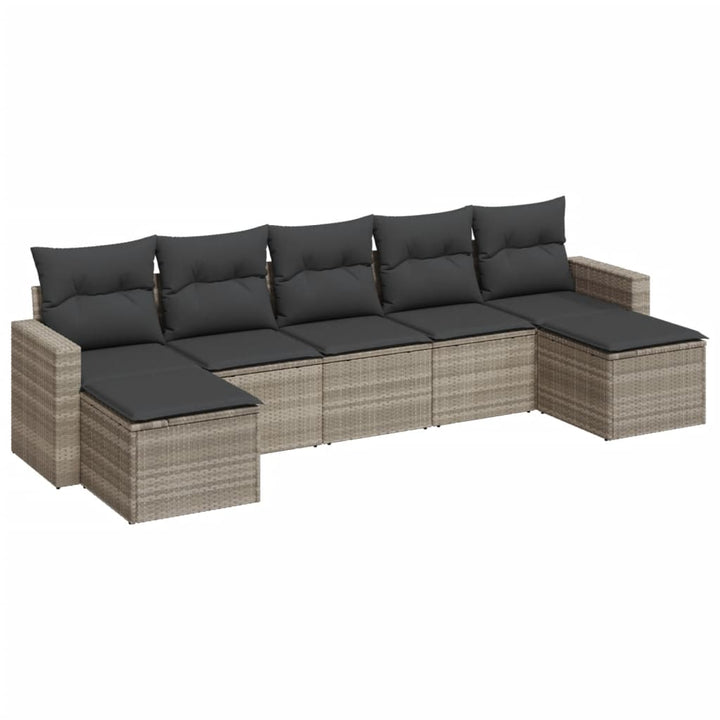 sofasæt til haven 7 dele med hynder polyrattan lysegrå