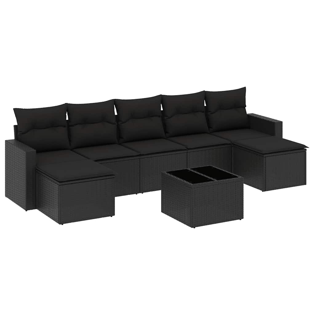 sofasæt til haven 8 dele med hynder polyrattan sort