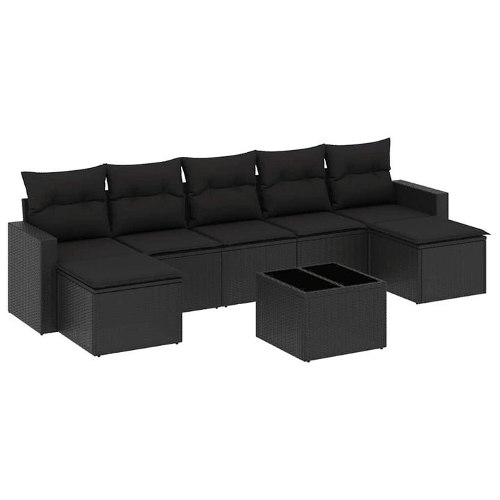 sofasæt til haven 8 dele med hynder polyrattan sort