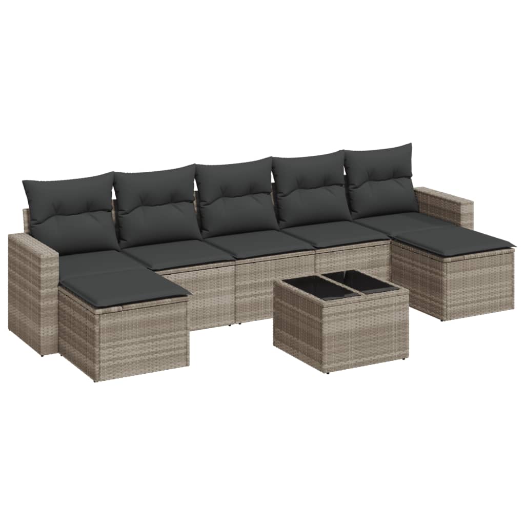 sofasæt til haven 8 dele med hynder polyrattan lysegrå