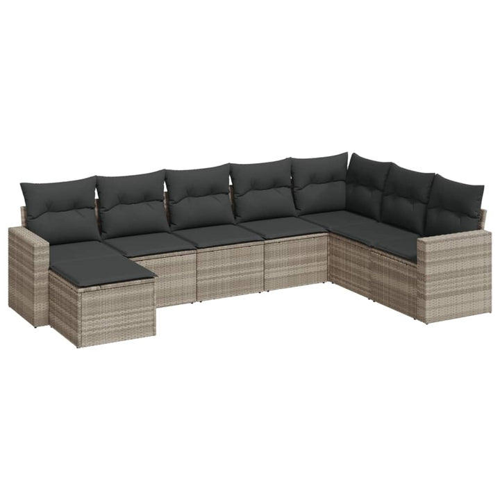 sofasæt til haven 8 dele med hynder polyrattan lysegrå