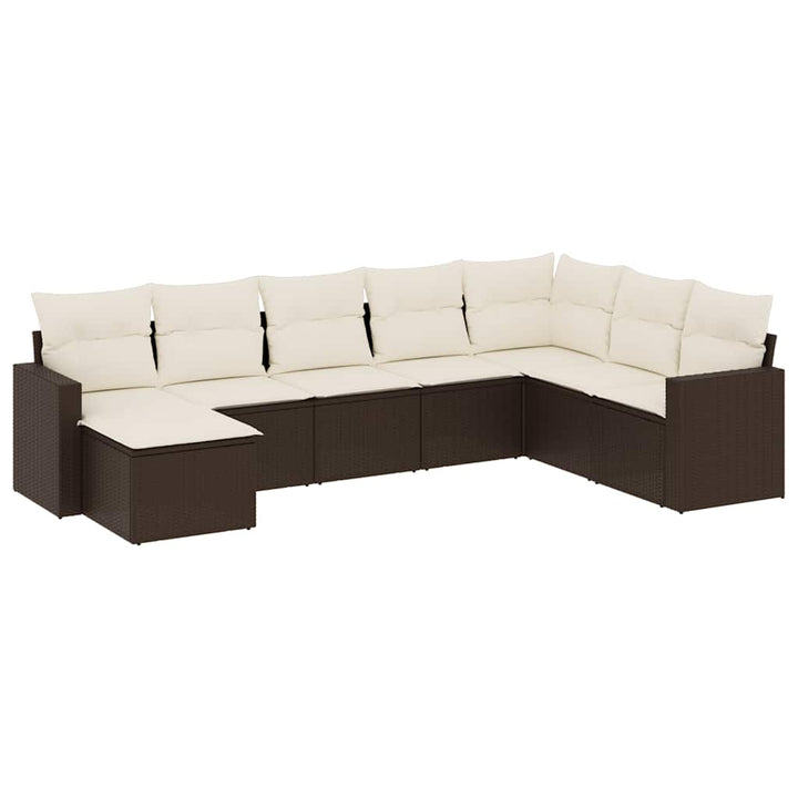 sofasæt til haven 8 dele med hynder polyrattan brun