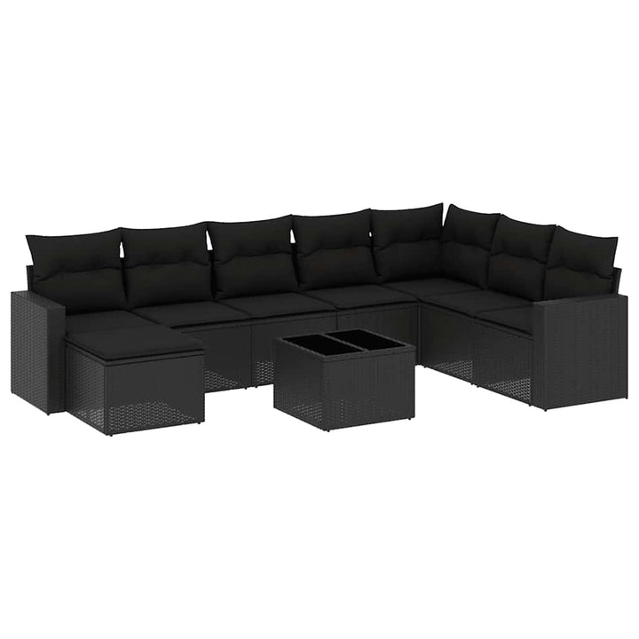 sofasæt til haven 9 dele med hynder polyrattan sort