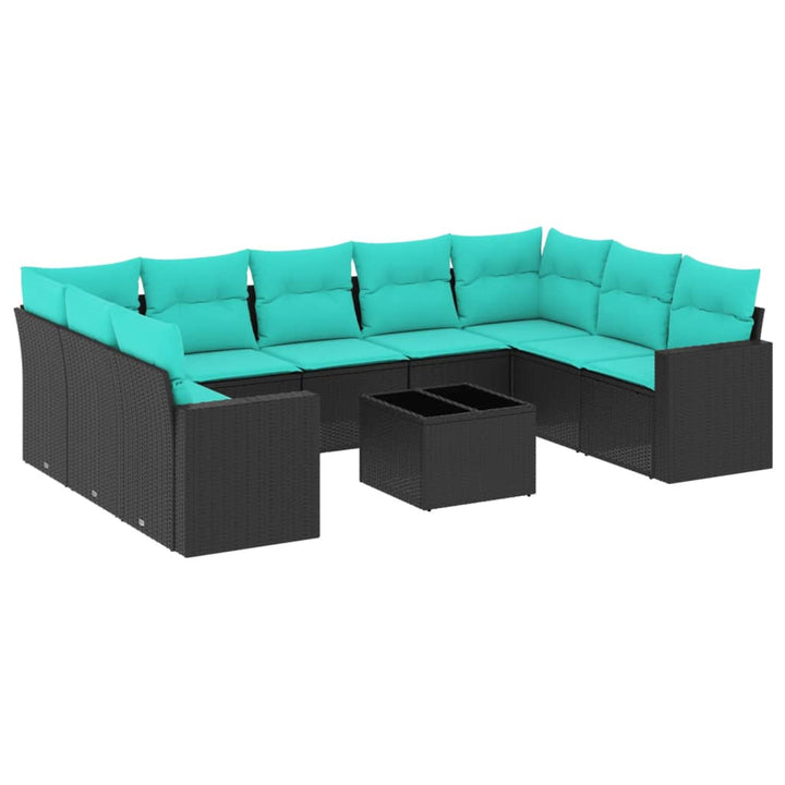 sofasæt til haven 10 dele med hynder polyrattan sort