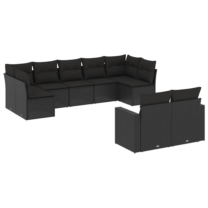 sofasæt til haven 9 dele med hynder polyrattan sort