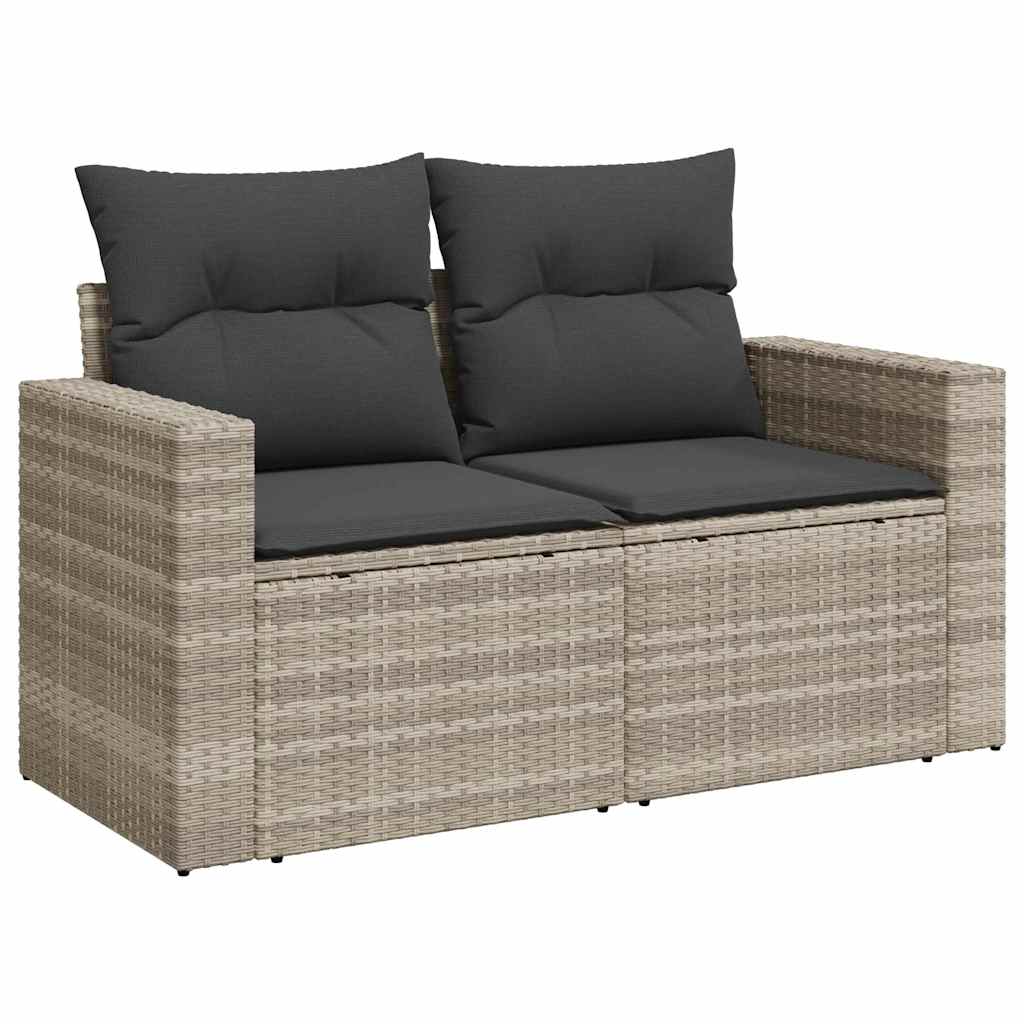 sofasæt til haven 9 dele med hynder polyrattan lysegrå