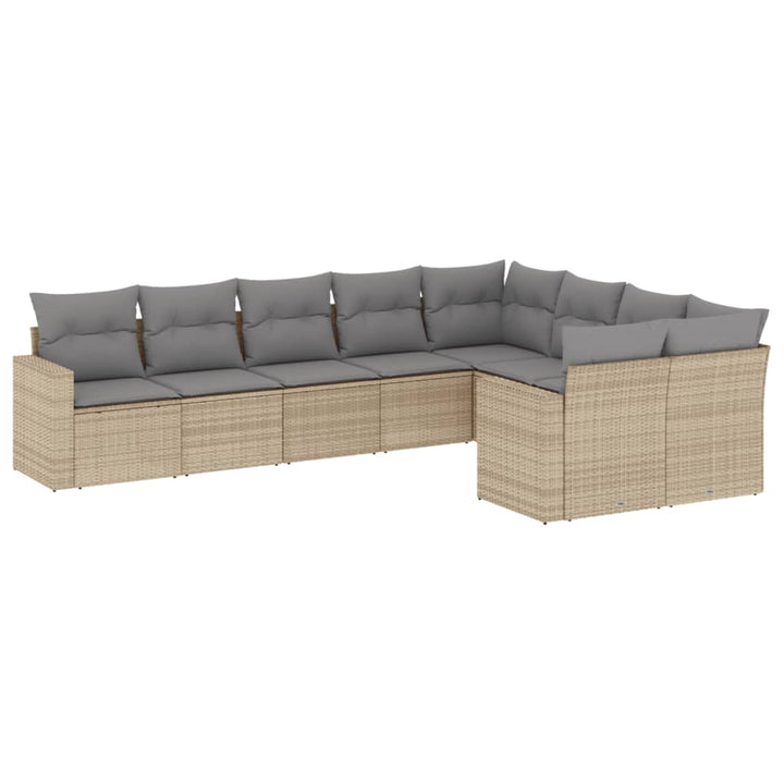 sofasæt til haven 9 dele med hynder polyrattan beige