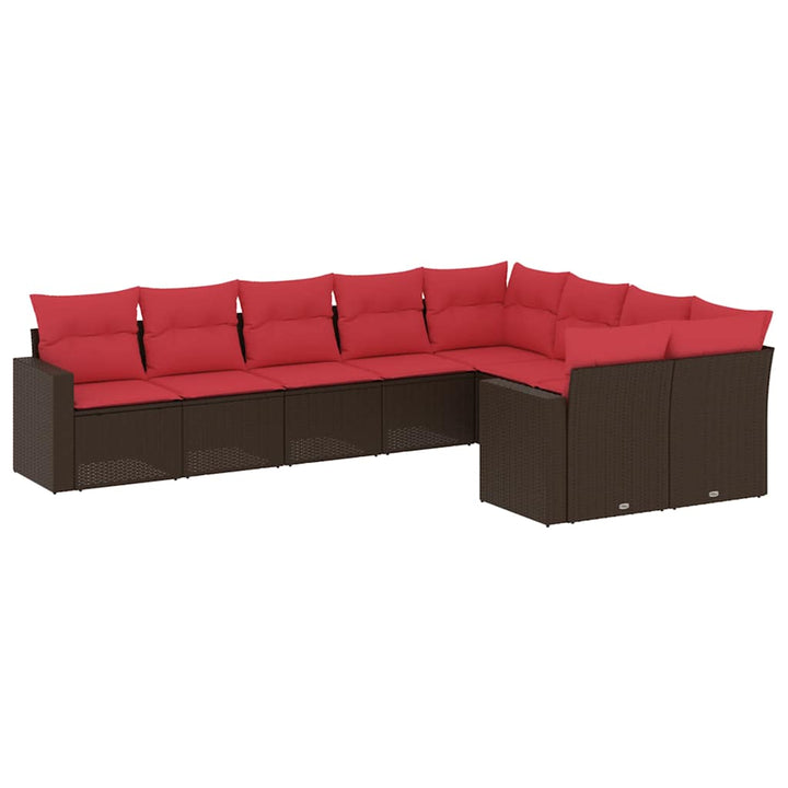 sofasæt til haven 9 dele med hynder polyrattan brun