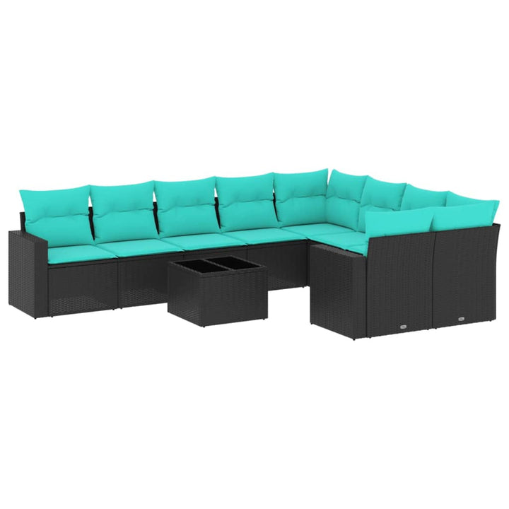 sofasæt til haven 10 dele med hynder polyrattan sort