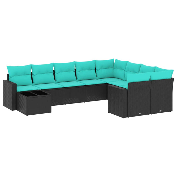 sofasæt til haven 10 dele med hynder polyrattan sort