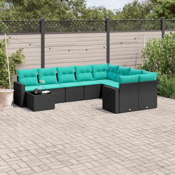 sofasæt til haven 10 dele med hynder polyrattan sort