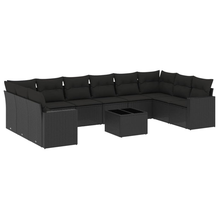 sofasæt til haven 11 dele med hynder polyrattan sort